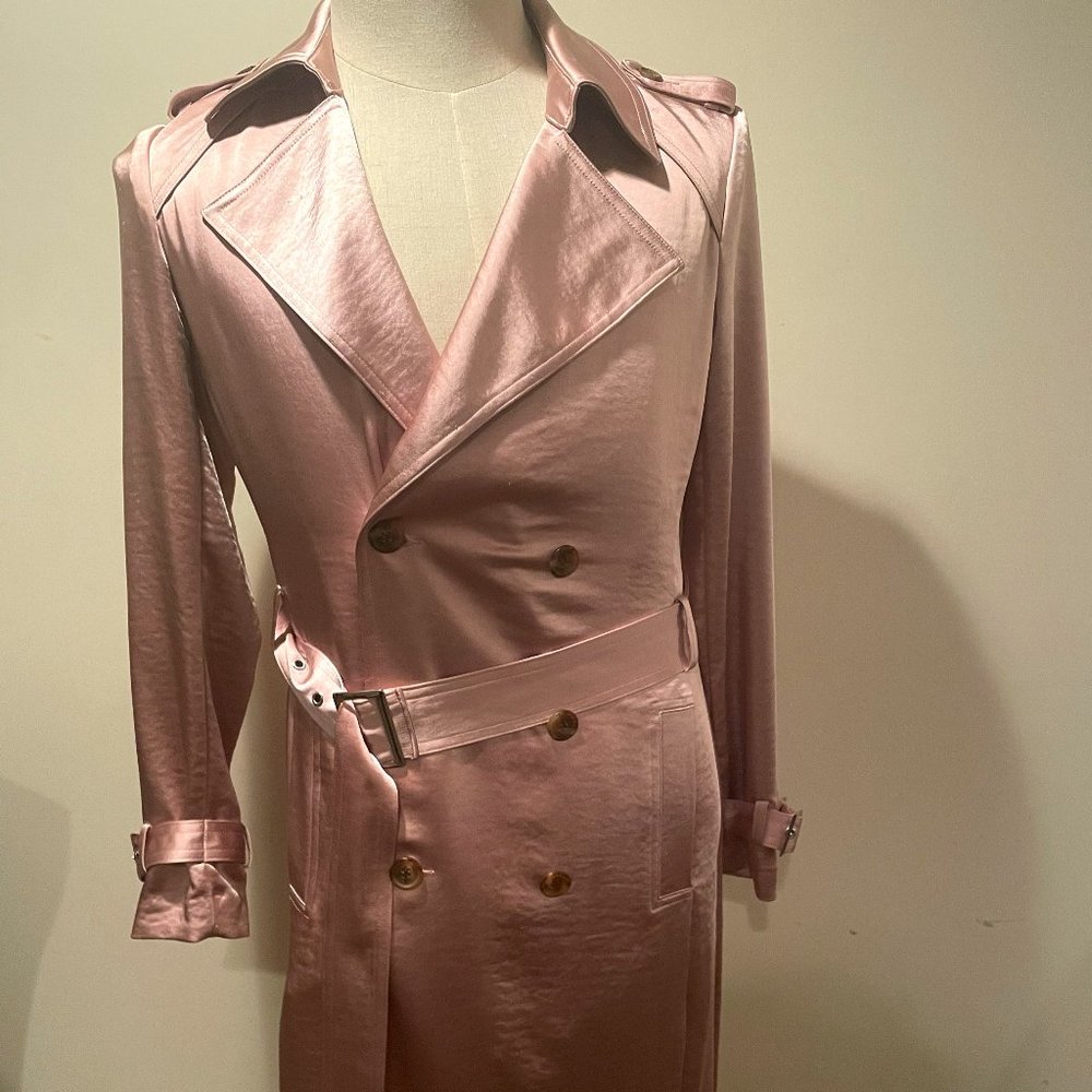 Women's Satin Roll-Tab-Sleeve Trench Coat-INC International Concepts